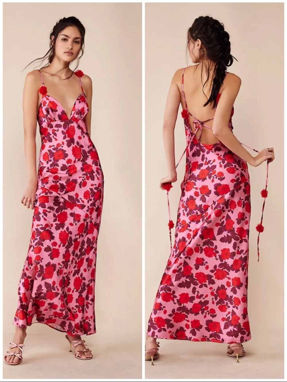 For Love & Lemons Huda Maxi Dress Pink Floral Size XS